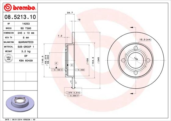 BREMBO 08.5213.10 Brake Disc