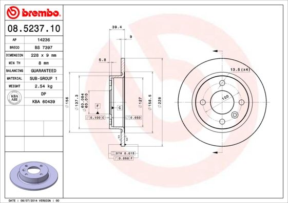 BREMBO 08.5237.10 Brake Disc