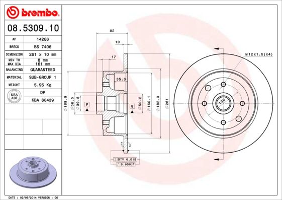 BREMBO 08.5309.10 Brake Disc