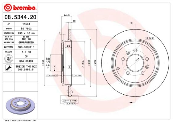 BREMBO 08.5344.20 Brake Disc