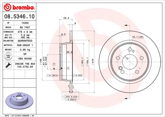 BREMBO 08.5346.10 Brake Disc