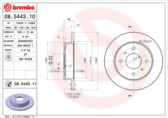 BREMBO 08.5443.11 Brake Disc