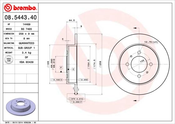 BREMBO 08.5443.40 Brake Disc