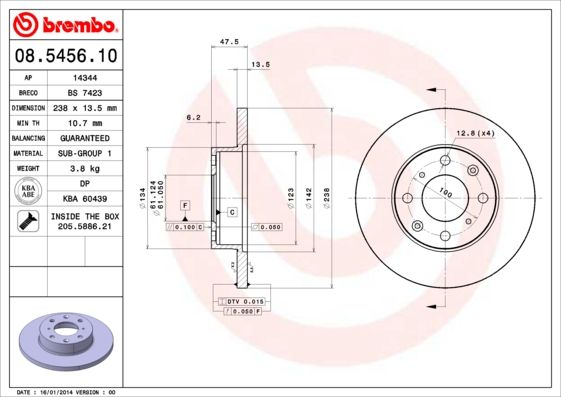 BREMBO 08.5456.10 Brake Disc