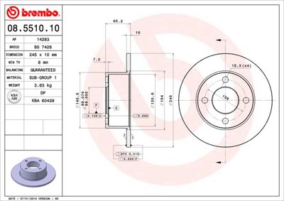 Brake Disc BREMBO 08.5510.10