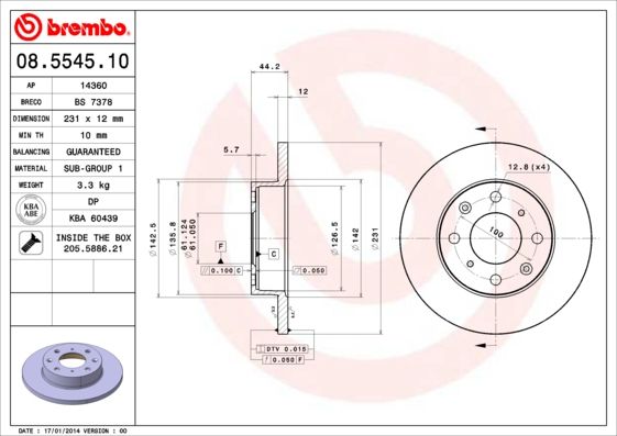 BREMBO 08.5545.10 Brake Disc