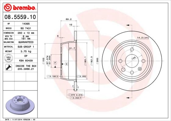 BREMBO 08.5559.10 Brake Disc