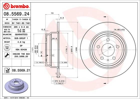 BREMBO 08.5569.21 Brake Disc