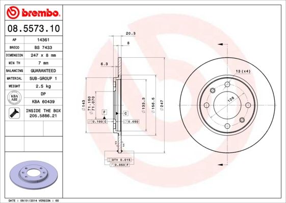BREMBO 08.5573.10 Brake Disc