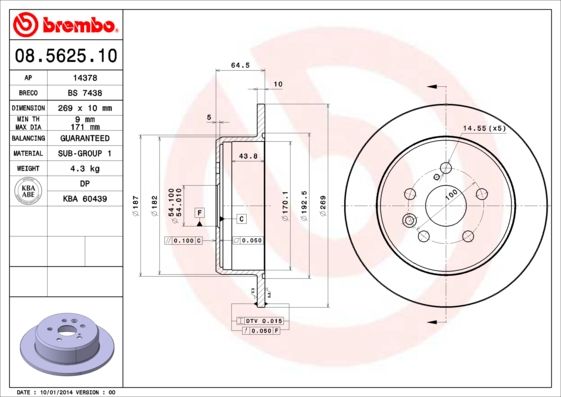 BREMBO 08.5625.10 Brake Disc