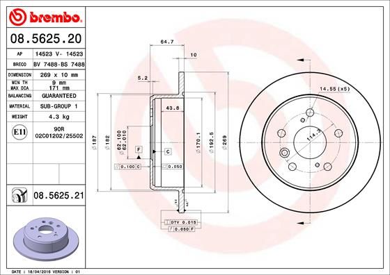 BREMBO 08.5625.21 Brake Disc