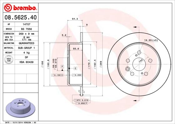 BREMBO 08.5625.40 Brake Disc