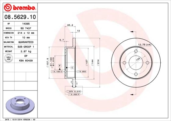 BREMBO 08.5629.10 Brake Disc