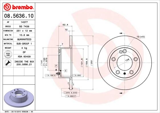 BREMBO 08.5636.10 Brake Disc