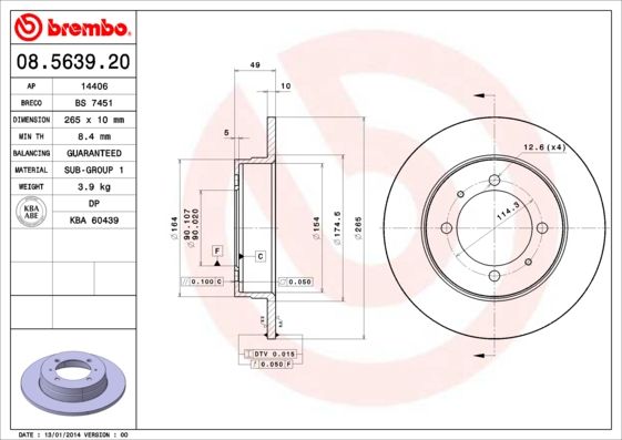 BREMBO 08.5639.20 Brake Disc