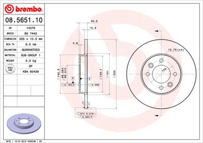 Brake Disc BREMBO 08.5651.10