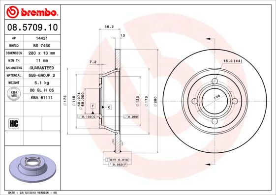 BREMBO 08.5709.10 Brake Disc