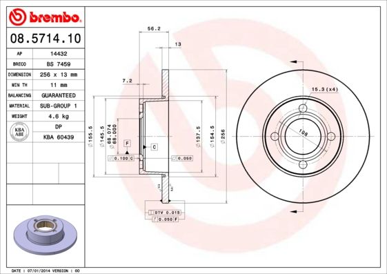 BREMBO 08.5714.10 Brake Disc