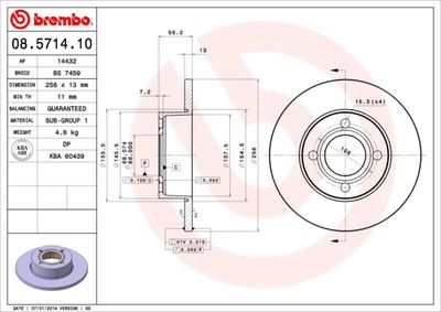 Brake Disc BREMBO 08.5714.10