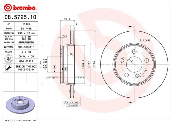 BREMBO 08.5725.10 Brake Disc