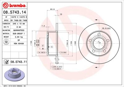 Brake Disc BREMBO 08.5743.11