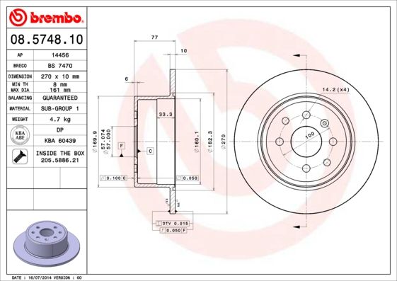 BREMBO 08.5748.10 Brake Disc