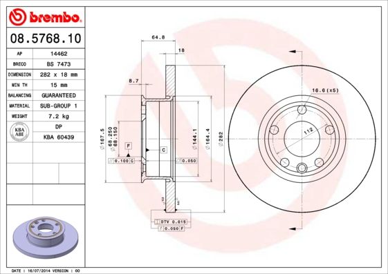 BREMBO 08.5768.10 Brake Disc