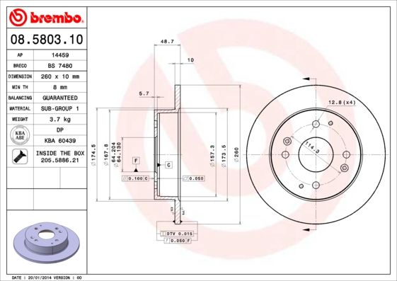 BREMBO 08.5803.10 Brake Disc