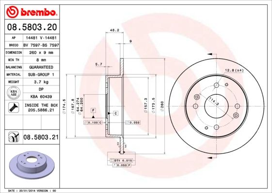 BREMBO 08.5803.21 Brake Disc