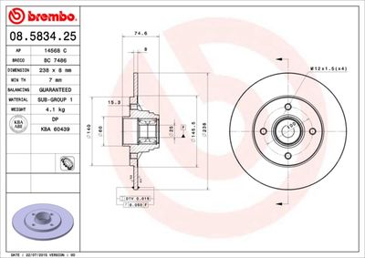 Brake Disc BREMBO 08.5834.25