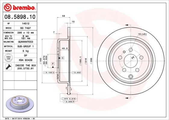 BREMBO 08.5898.10 Brake Disc
