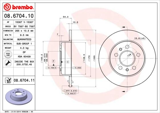 BREMBO 08.6704.10 Brake Disc