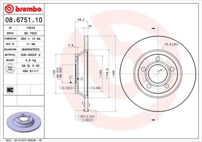 Brake Disc BREMBO 08.6751.10