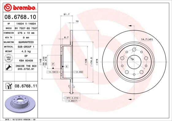 BREMBO 08.6768.11 Brake Disc