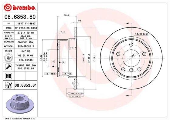 BREMBO 08.6853.81 Brake Disc