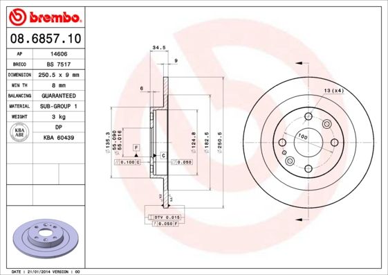 BREMBO 08.6857.10 Brake Disc