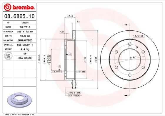 BREMBO 08.6865.10 Brake Disc