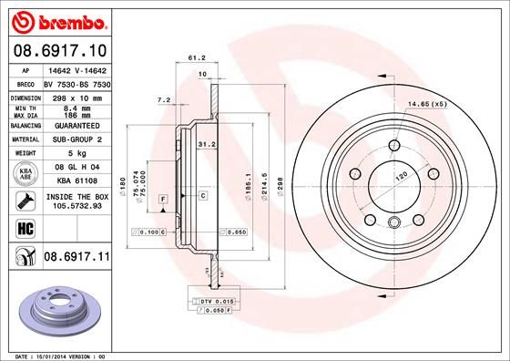 BREMBO 08.6917.11 Brake Disc