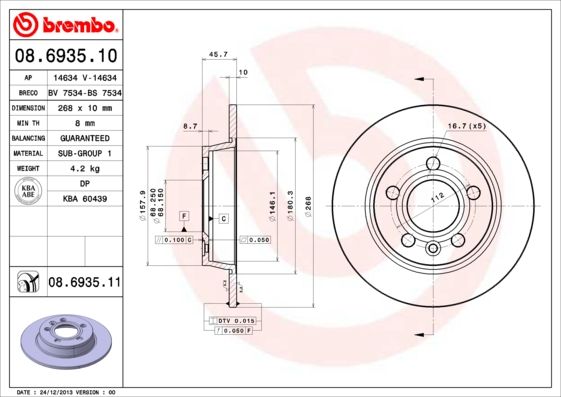 BREMBO 08.6935.10 Brake Disc