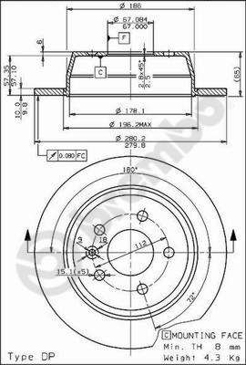 BREMBO 08.6968.10 Brake Disc