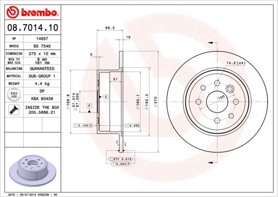 BREMBO 08.7014.10 Brake Disc