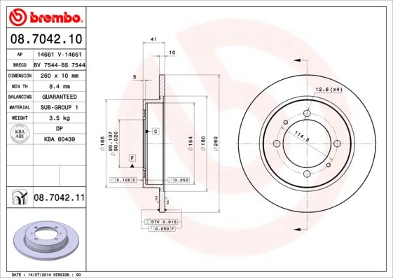 BREMBO 08.7042.11 Brake Disc