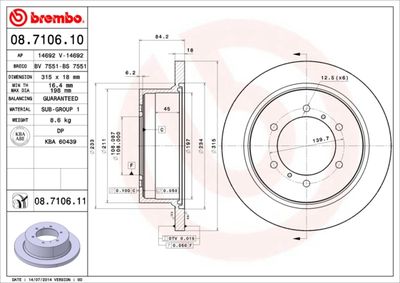 Brake Disc BREMBO 08.7106.10