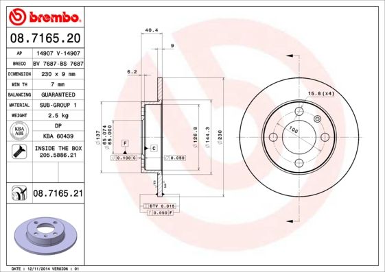 BREMBO 08.7165.21 Brake Disc