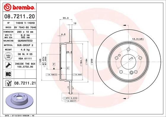 BREMBO 08.7211.20 Brake Disc