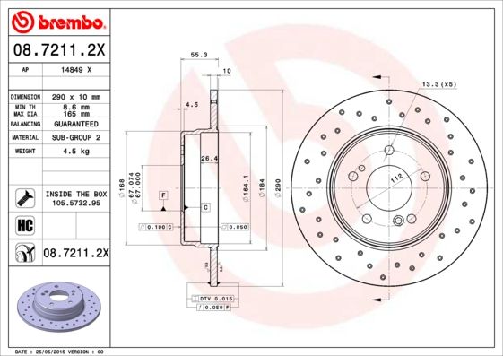 BREMBO 08.7211.2X Brake Disc
