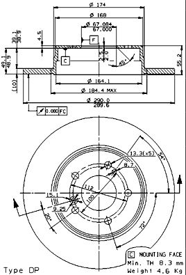 BREMBO 08.7211.76 Brake Disc