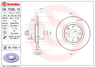 Brake Disc BREMBO 08.7238.10