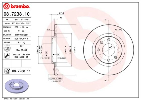 BREMBO 08.7238.11 Brake Disc