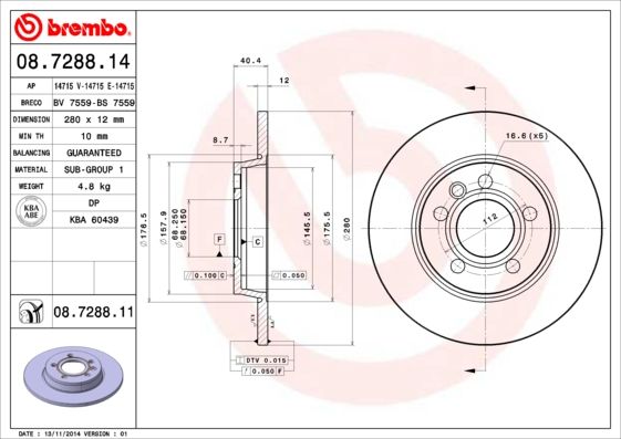 BREMBO 08.7288.11 Brake Disc